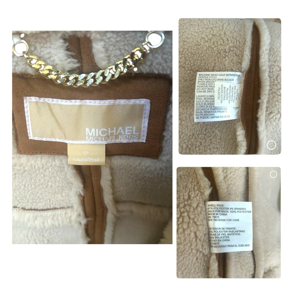 MICHAEL KORS *NWT* Sherpa Lined Faux Suede Coat Jacket - Picture 4 of 5